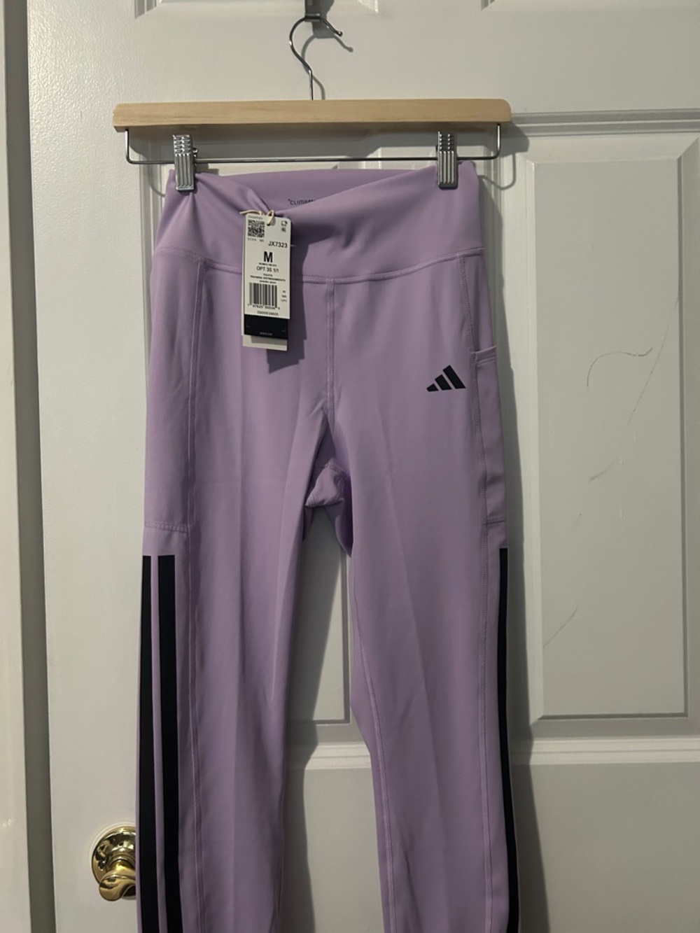 adidas Lavender  Athletic Leggings with Black Side Stripes